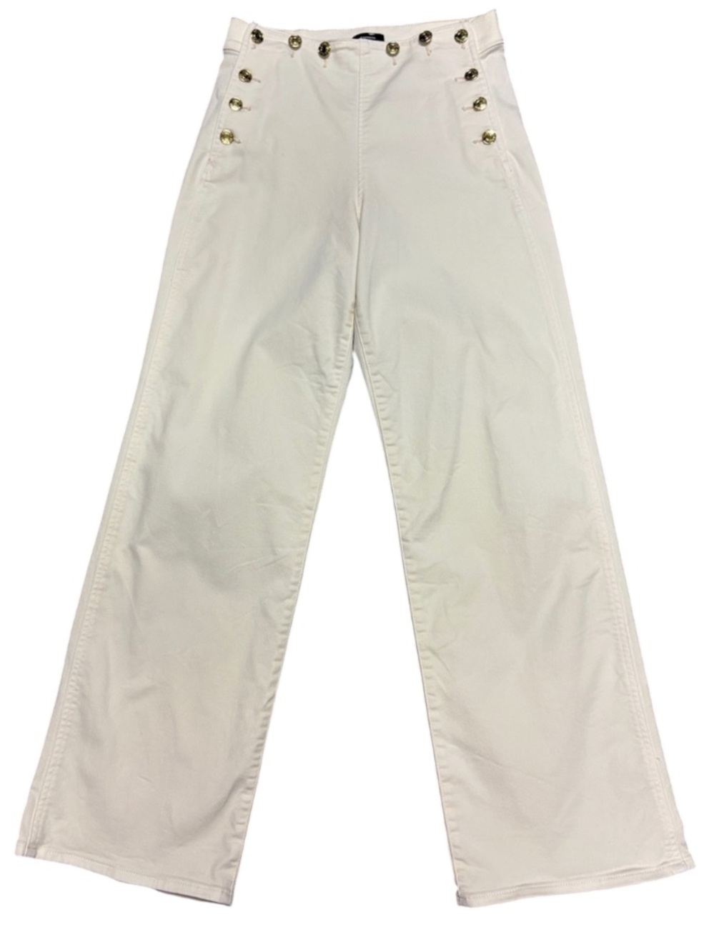Express High Rise Wide Leg Sailor Jeans Cream Gold Button 0 Short - like new